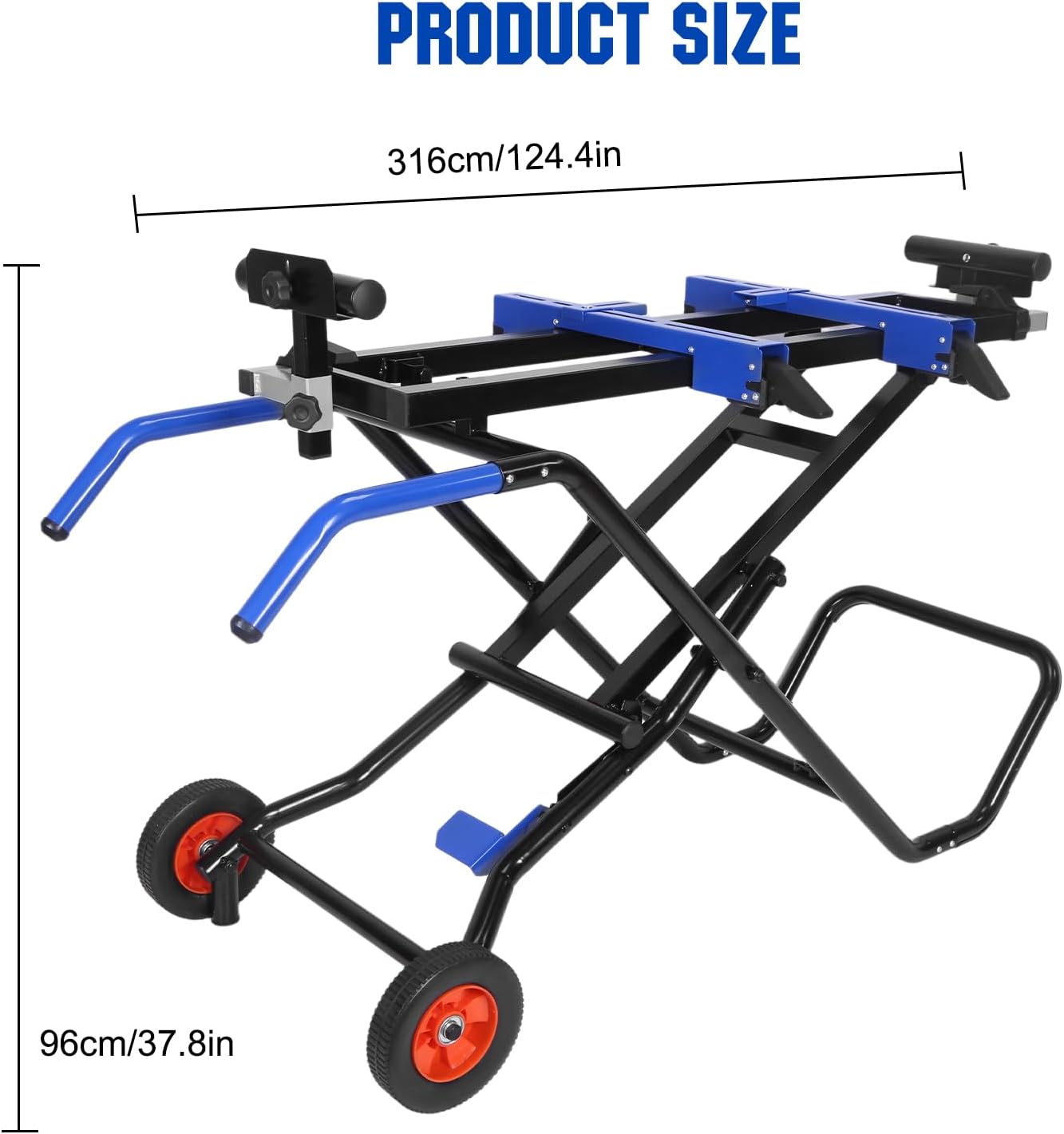 Heavy Duty Miter Saw Stand Steel Frame with All Terrain Wheels Power Lift Assist Foldable Portable Chop Saw Bandsaw Stand Universal for Most Table Saw