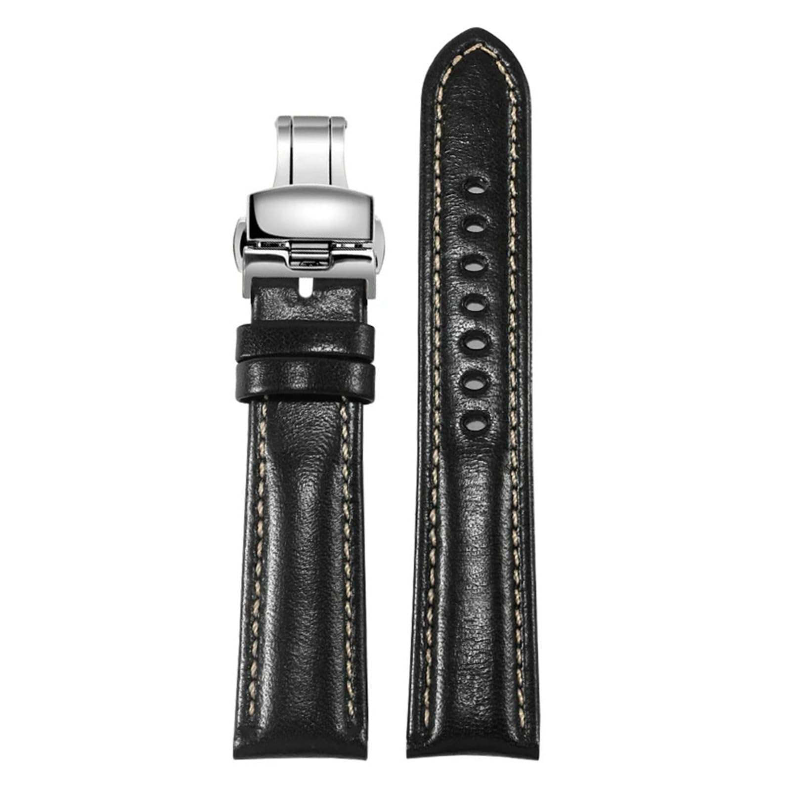 LUGEMA Cinturino In Vera Pelle Sostitutivo Con Interfaccia Piatta, Cinturino In Pelle Bovina Da 20 Mm