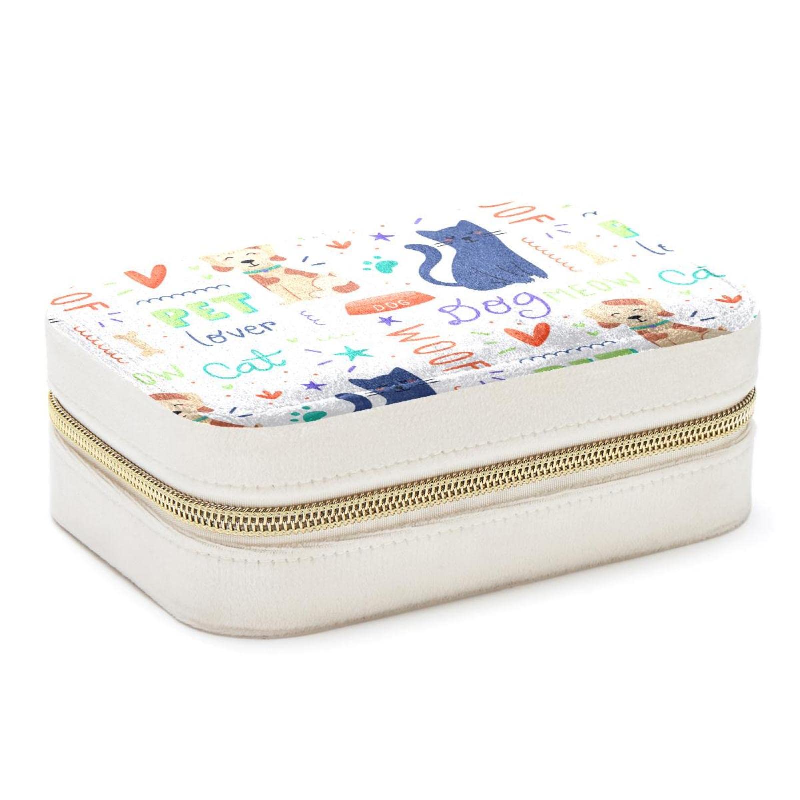 Coffret bijoux en cuir PU motif animaux pour bagues fines et colliers