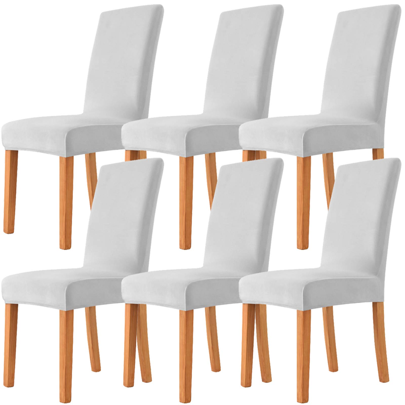 Housse de chaise velours extensible gris clair lavable pour protéger et embellir vos assises