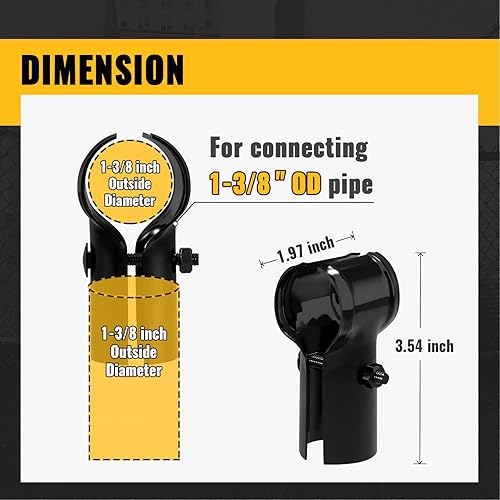 Miniatura 3 de VIVIDA Abrazaderas de riel extremo de 1-38 pulgadas, accesorios de valla de eslabones de cadena negra, abrazaderas de tubo en T de panel para tubo