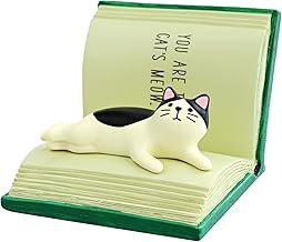 Cute Cat Lay on Book Phone Stand Animal Resin Gifts for Cat Lovers, Home & Office Fashion Accessories (Green)