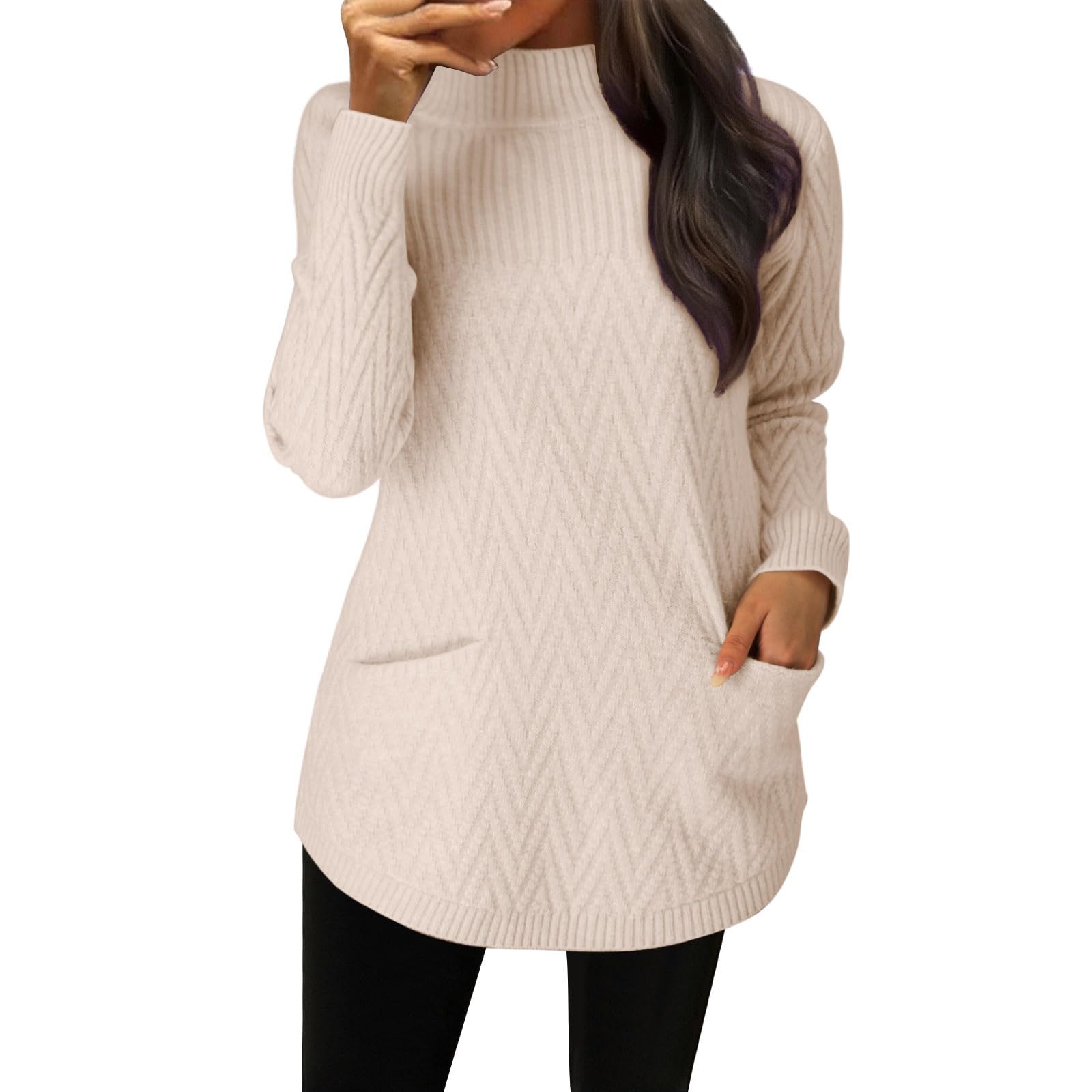 Sweaters for Women Mock Neck Casual Knit Long Sleeve Tops Lightweight Pullover Clothes Winter Fashion Outfits 2025