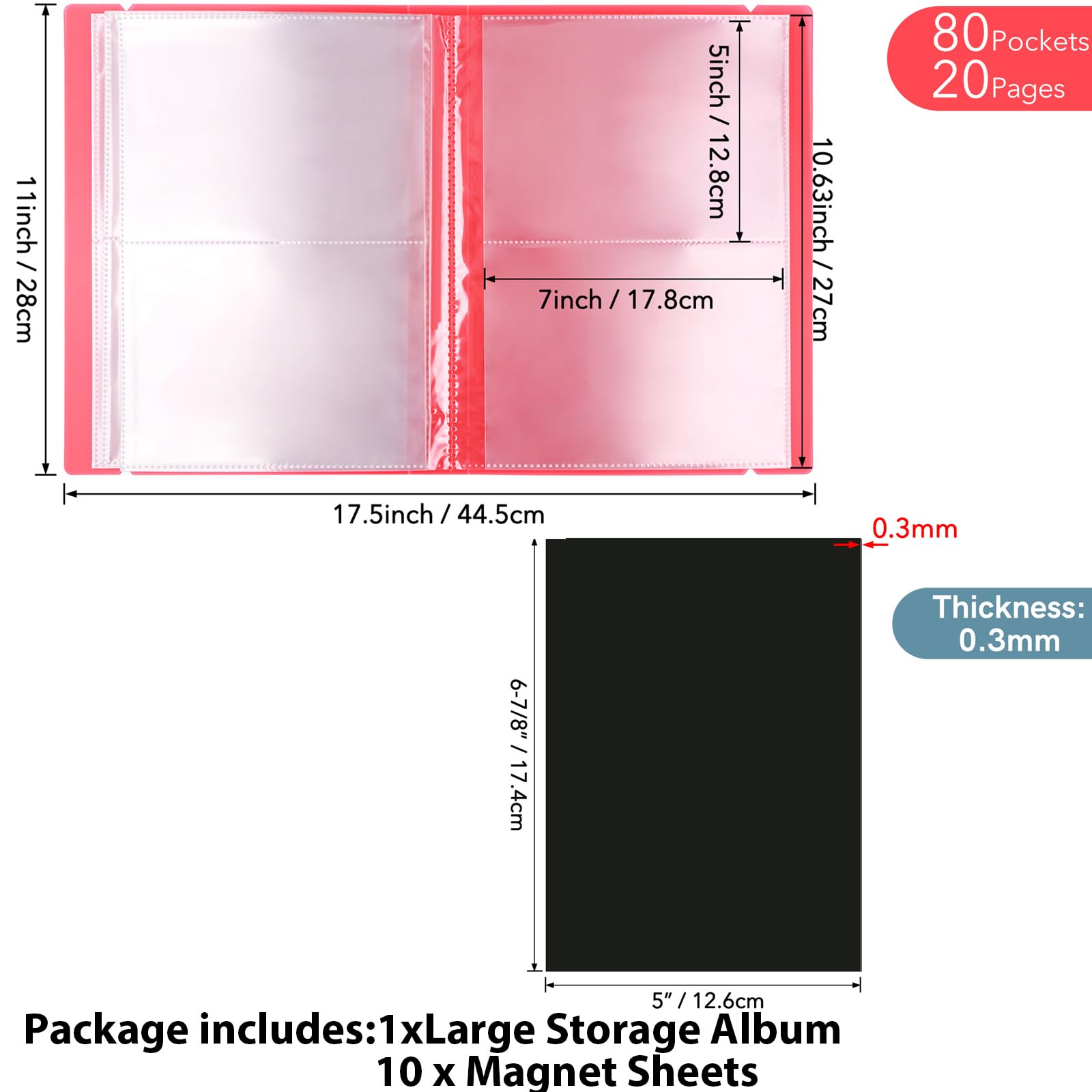 Amazon.com: 10 Pcs 0.3mm Magnet Sheets and 80 pockets/20 pages