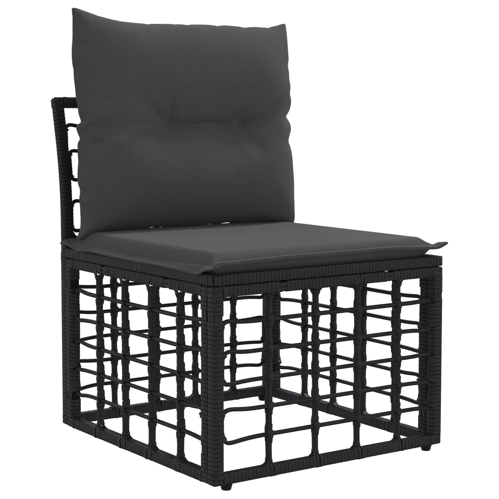 Set di divani da giardino modulari in polyrattan a 5 posti, colore: nero | Set di mobili flessibili per terrazza e balcone con elementi regolabili e imbottiture morbide.