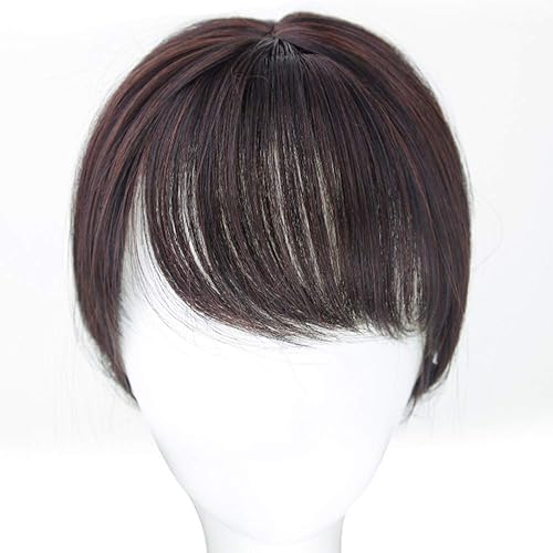 Miniatura 9 de Pieza de pelo para la frente con flequillo lateral, clip en la parte superior sin costuras, extensión para mujeres, pérdida de cabello, 14 pulgadas,