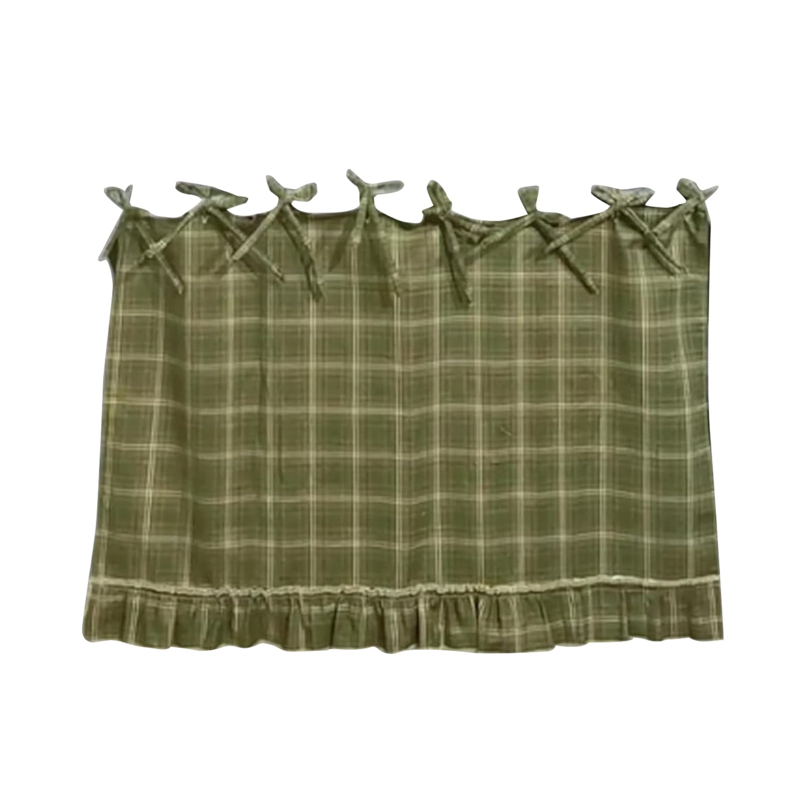 Oven Skirt Curtain For Door | Handmade Farmhouse Curtain Tie Top | Farmhouse Oven Skirts For Kitchen Decor | Heatresistant Embroidery Dish Washer Curtains With Ribbon Ties Tabs & Ruffled Trim