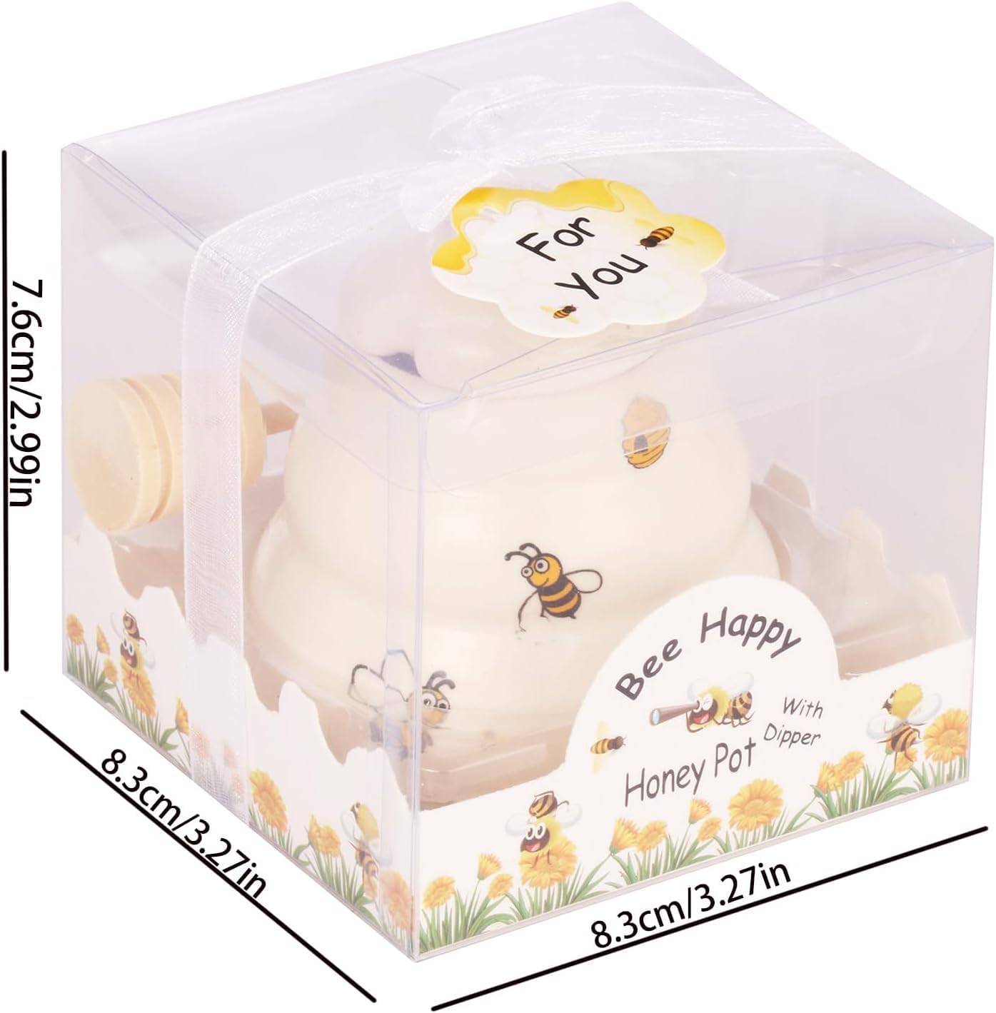 12-Pack Ceramic Beehive Honey Pot with Dipper，Honey Jar Serving Set with Exquisiting Package for Wedding Favor,Bridal Shower Favor, Baby Shower Favor，Party & Home Kitchen (12)