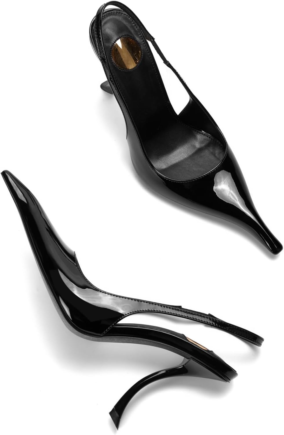 Slingback Heels for Women Pointed Close Toe Kitten Heels Patent Pumps Dress Party Comfy Stiletto 4 Inch Dress Shoes - Image 6