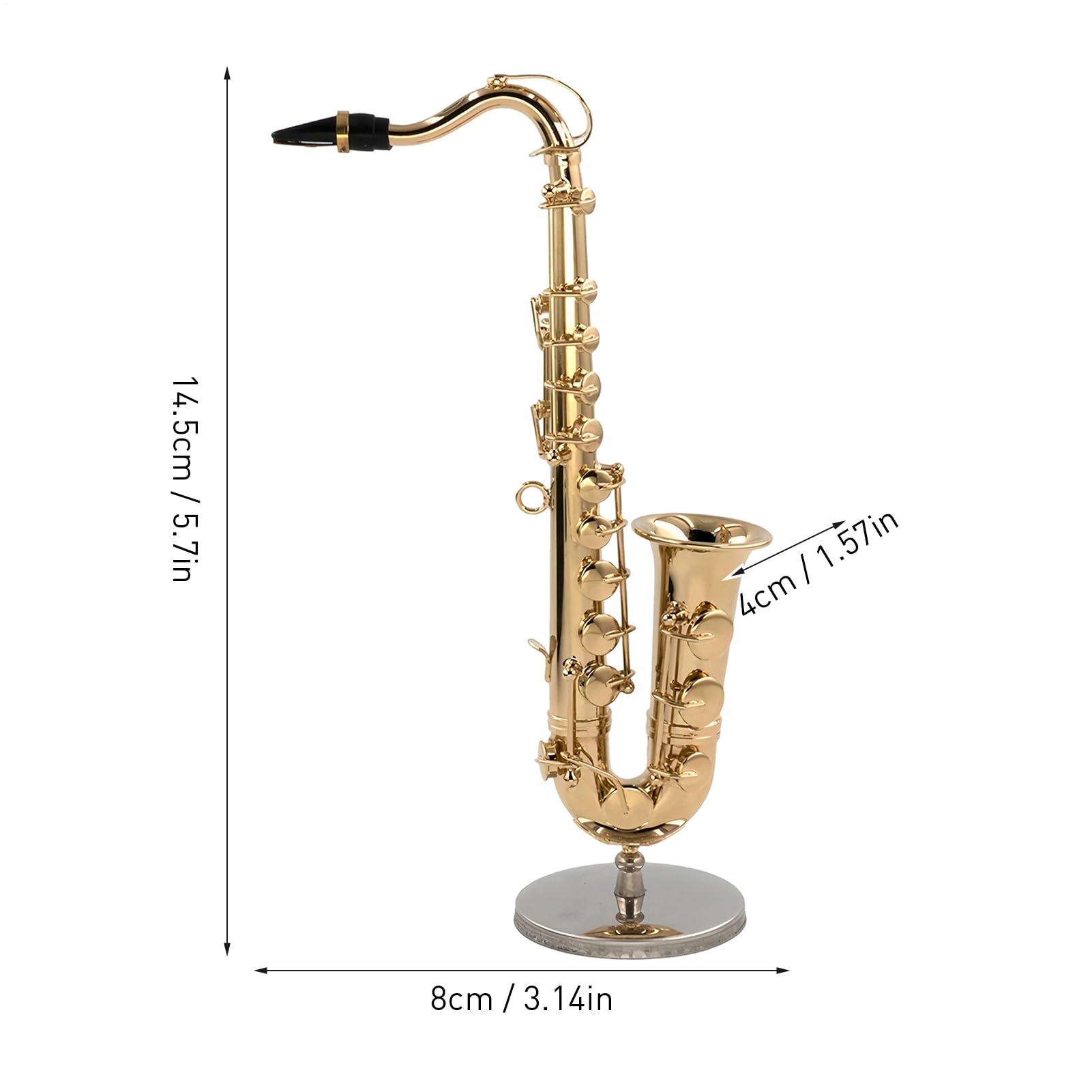 Modèle Sax,Modèle Réduit de Saxophone - Instrument de Musique en Laiton Collectionnable avec Support et Écrin pour Présentation Cadeau Maison de Adulte Enfant Noël | Décoration Maison Accessoire Maiso