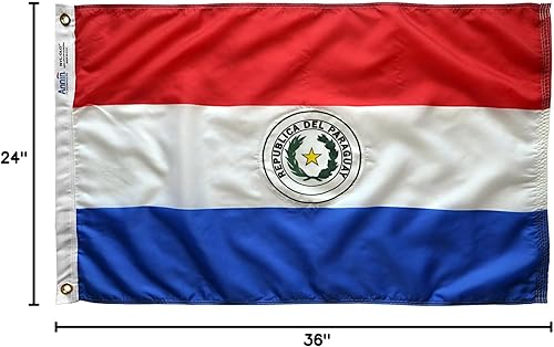 Miniatura 5 de Annin Flagmakers Bandera de Paraguay fabricada en Estados Unidos según las especificaciones oficiales de diseño de las Naciones Unidas, 2 x 3 pies