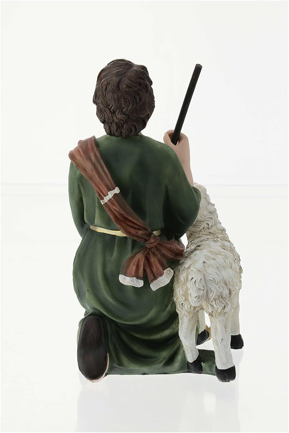 Holyart Shepherd with Sheep and Staff 30x15x15 cm in Fiberglass, 40 cm Nativity Scene