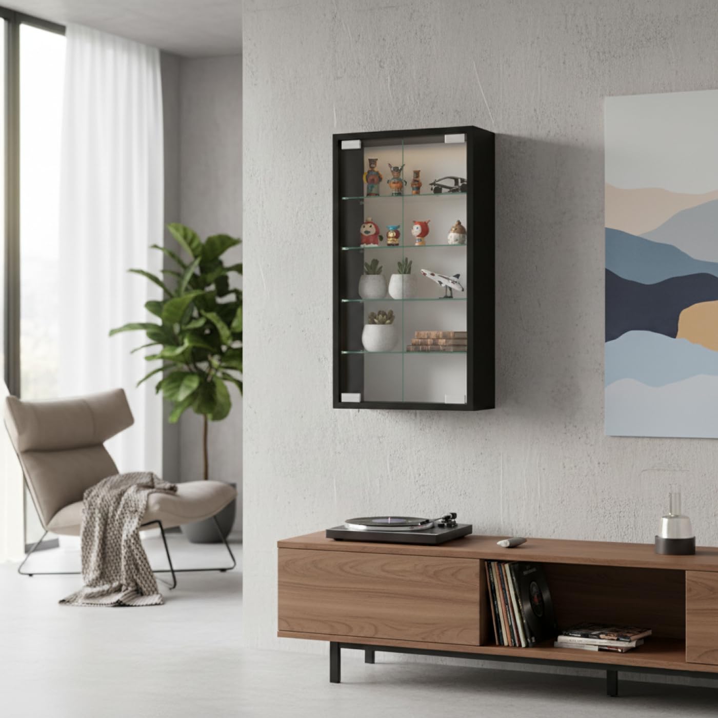 Vitrina vitrina de pared colgante de pie - 40 x 60 x 13 cm