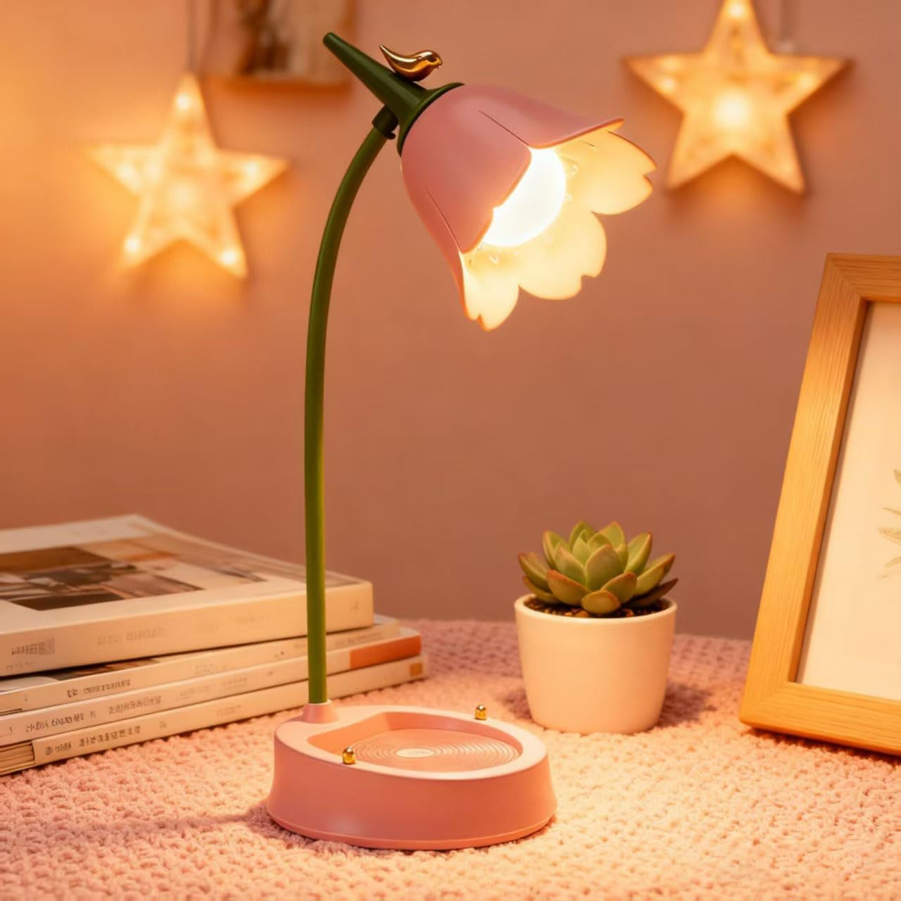 magical JD LED Desk Lamp Cordless Table Light Adjustable Gooseneck Dimmable Touch Rechargeable Battery Eye-Caring Night Light for Kids,Mini Cute Lamp for College Dorm Bedroom Reading