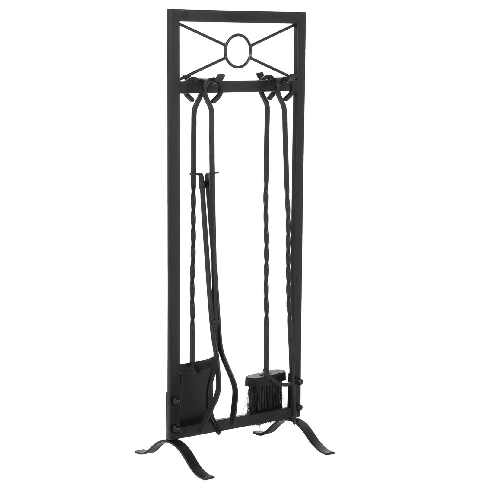 Cocoarm Juego de Herramientas para Chimenea Kit de Herramientas para Hoguera de Hierro con Soporte, Cepillo, Pala, Pinzas, Atizador, Base de 31,1 Pulgadas, Soporte Triangular, Fácil de Mover para