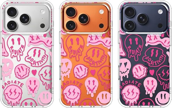 MOSNOVO Custodia iPhone 17 Pro, Cover Trasparente Antiurto in TPU [Protezione da Cadute Militari fino a 2 m] [Tecnologia Anti-Sfogliamento] - Sorrisi Rosa Gocciolanti - 3