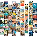 VIVIMAGIS Vintage Travel Wall Collage Kit Room Aesthetics Collection Travel Posters Retro Style Room Dorm Decor Teen Girls Boys World Art Postercard 50 PCS 1 Set…