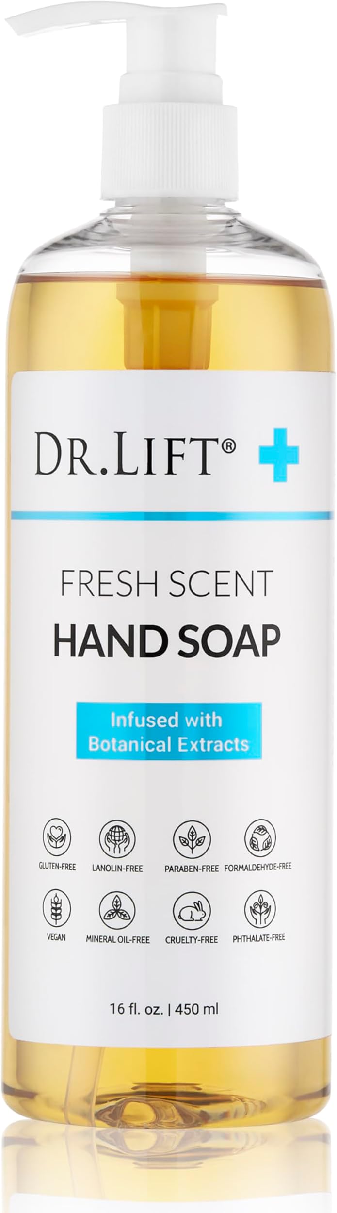 Hand Soap, Fresh Scent, Moisturizing Liquid Soap With Plant Extracts, Vitamin E, and Cucumber Seed Extract, Gentle and Non Drying for Everyday Use, Vegan, Paraben and Phthalate Free, 16 Fl Oz