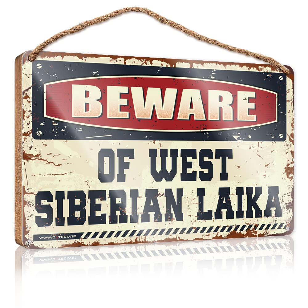 Yyhleh One Color Small No Soliciting Sign For House Beware Of West Siberian Laika Wooden Sign(15X28cm)