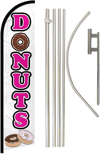 Infinity Republic - Kit de bandera y poste de manga completa sin viento de donas - Perfecto para festivales, tiendas de donas, eventos, tiendas, etc