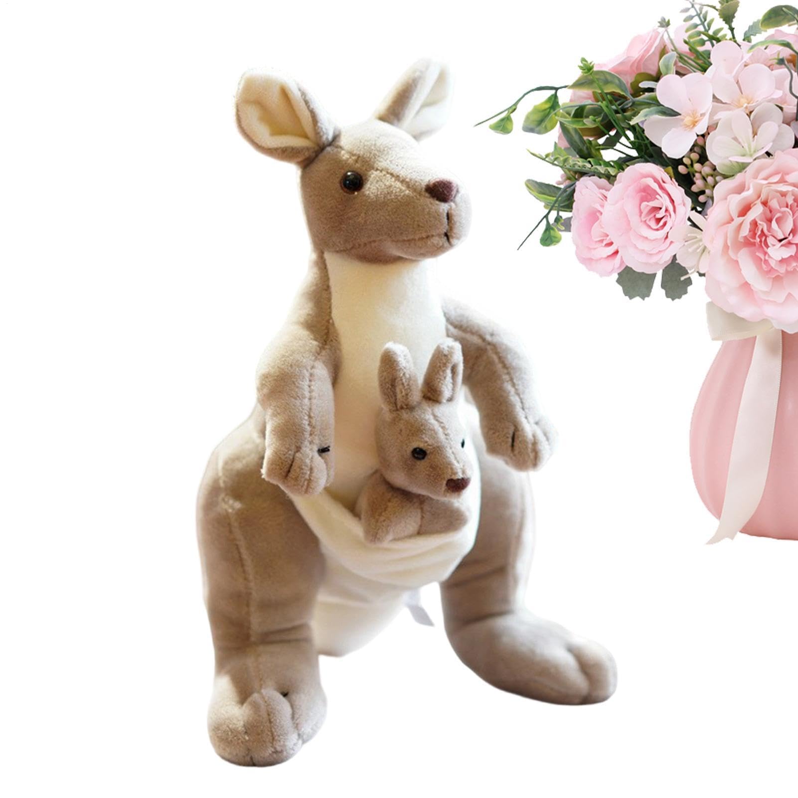 Rdfhrg Animal Cuddly Toy, Cute Soft Cuddly Fabric Doll, Kangaroo Rag Doll, for Children, Adults, Girls, Home, Indoor, Living Room, Bedroom, Desk