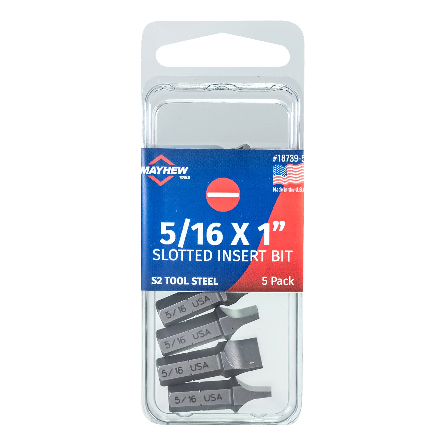 Mayhew Tools 18739-5 USA Slotted Insert Bit, 5/16 x 1", 5-Pack