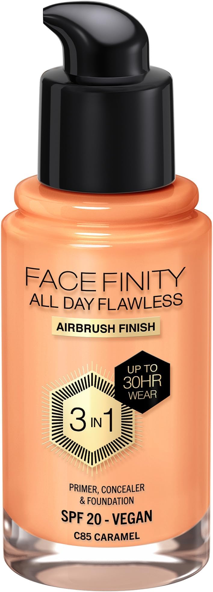 Max Factor Max Factor Facefinity All Day Flawless 3 In 1 Foundation, Shade 85 caramel, Caramel, 30 ml