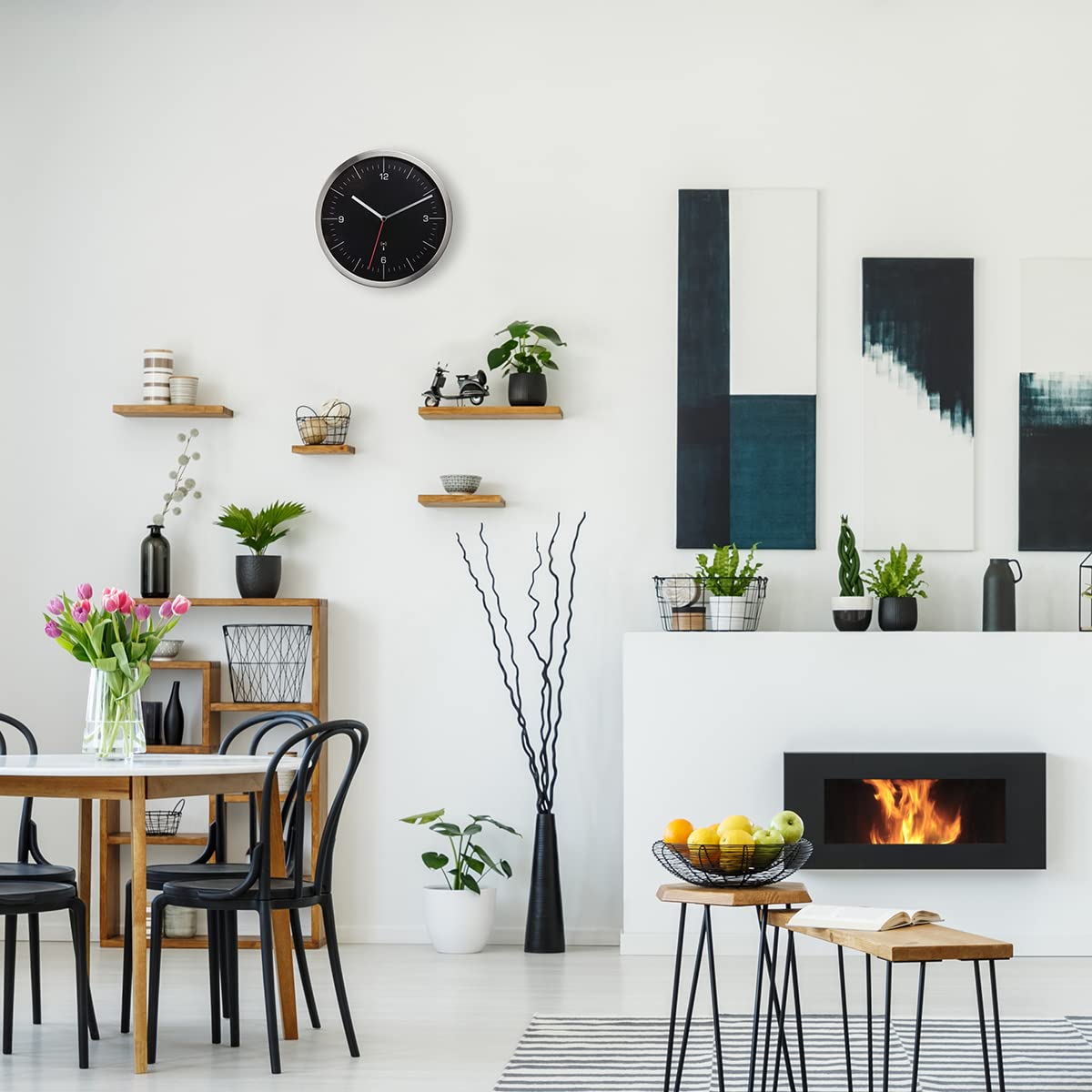 wandklok, zonder secondewijzer, modern, analoog, klok voor de keuken