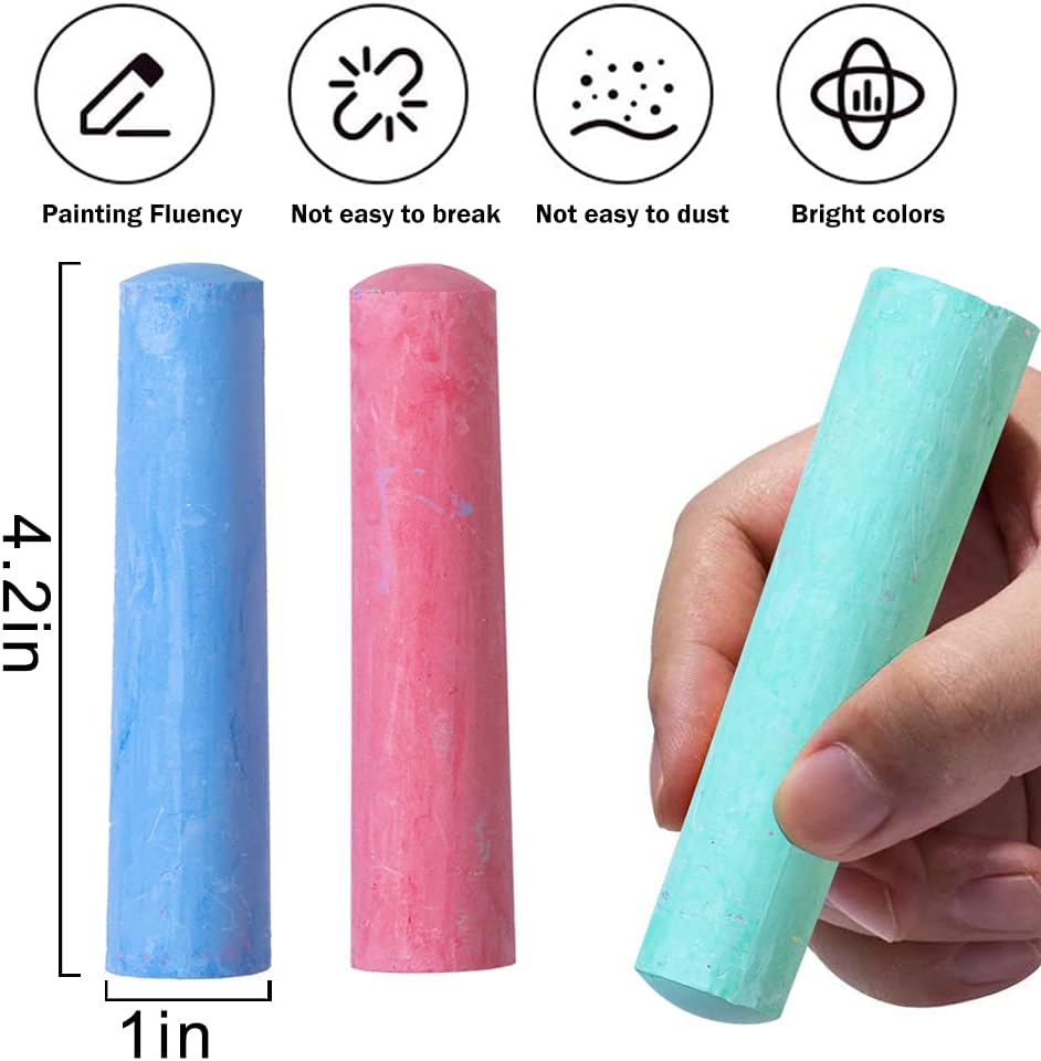 20 Pack Sidewalk Chalk, Chalk Sets for Kids Includes 2 Chalk Holders, 10 Stencils, for Sidewalk Chalk Party Favors and Outdoor Sidewalk Art : Toys & Games