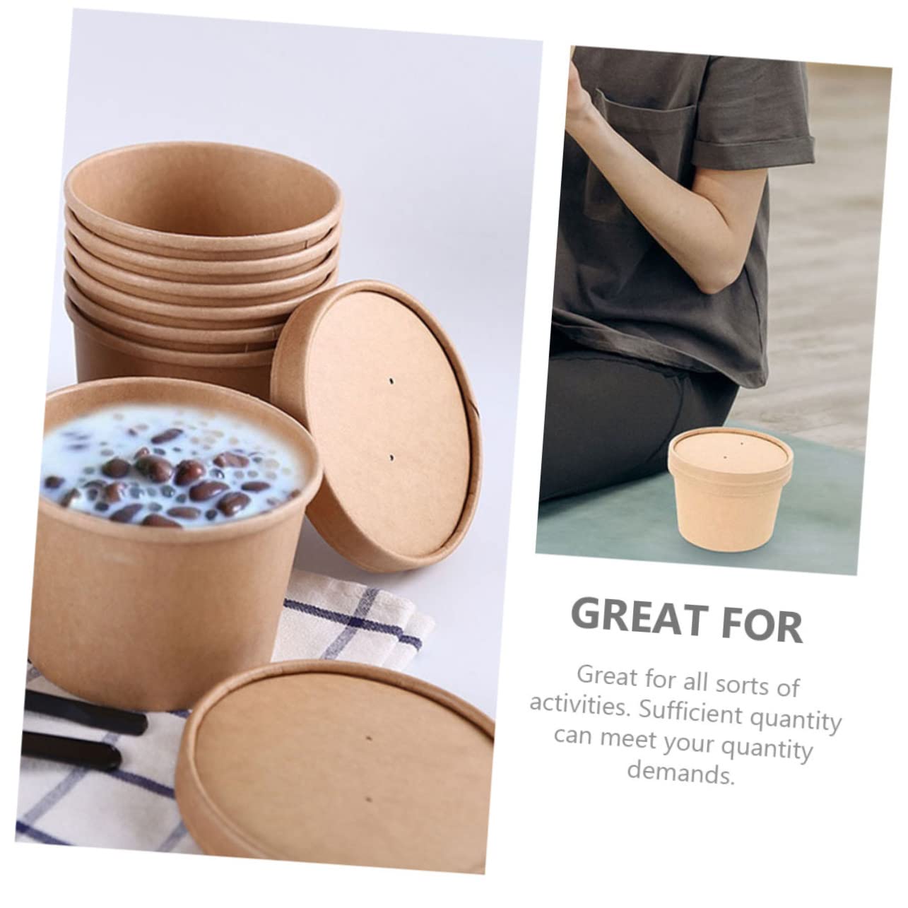 NAMOARLY 40pcs Soup Bowl Lids Cup Lids for Paper Containers Food Storage Sealer