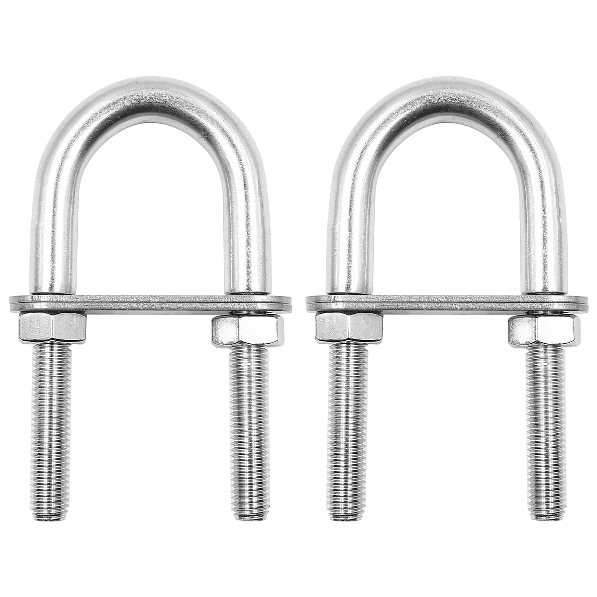 Pack of 2 ZONADAH U Bolts M12 150x60mm,304 Stainless Steel Round Bend U-Bolts with Plates Nuts,U Bolt Accessories, U Shape Bolts,U Brackets for Boat Hardwar Automotive Plumbing Home and Industrial