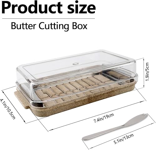 Miniatura 2 de DOERDO - Cortador de mantequilla, recipiente cortador de mantequilla, conservador de mantequilla de queso con tapa y tenedor, bandeja de mantequilla