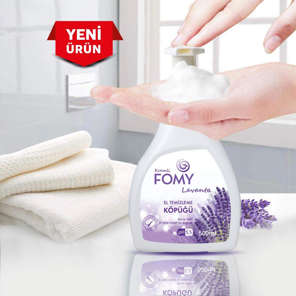 FOMY Doğal Lavanta Köpük Sabun El Yüz Vücut 500 ml