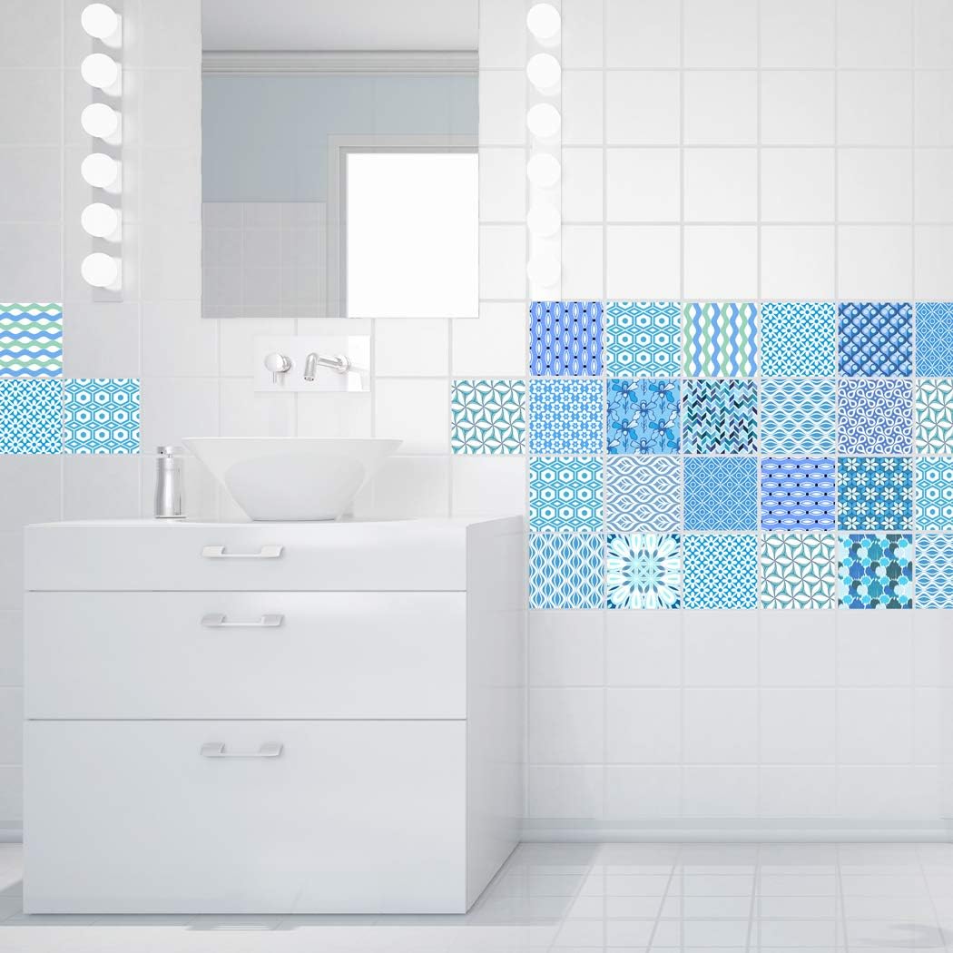 RoyalWallSkins Decorative Tile Decals 4x4 Inch - Set of 16 - Self Adhesive Peel and Stick Tile Stickers for Backsplash Bathroom Kitchen Home Decor (ELX TAD170314)