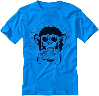 Gamer Shirt Video Game Monkey T Shirt Youth Small Blue
