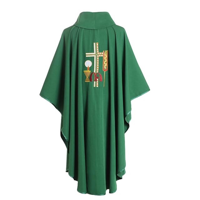 Foto 3 de 8 de BLESSUME Verde Sacerdote Casulla Bordado Vestiduras Altar Masa