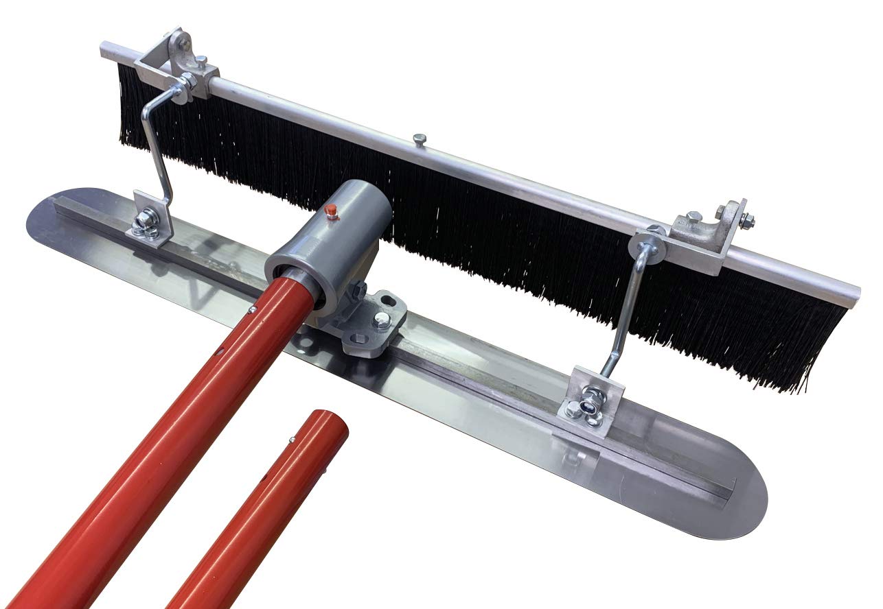 Concrete Finishing Broom Brush Kit with Fresno Kit Options Concrete Tools (3ft Concrete Broom & Fresno Kit with 2 Poles)