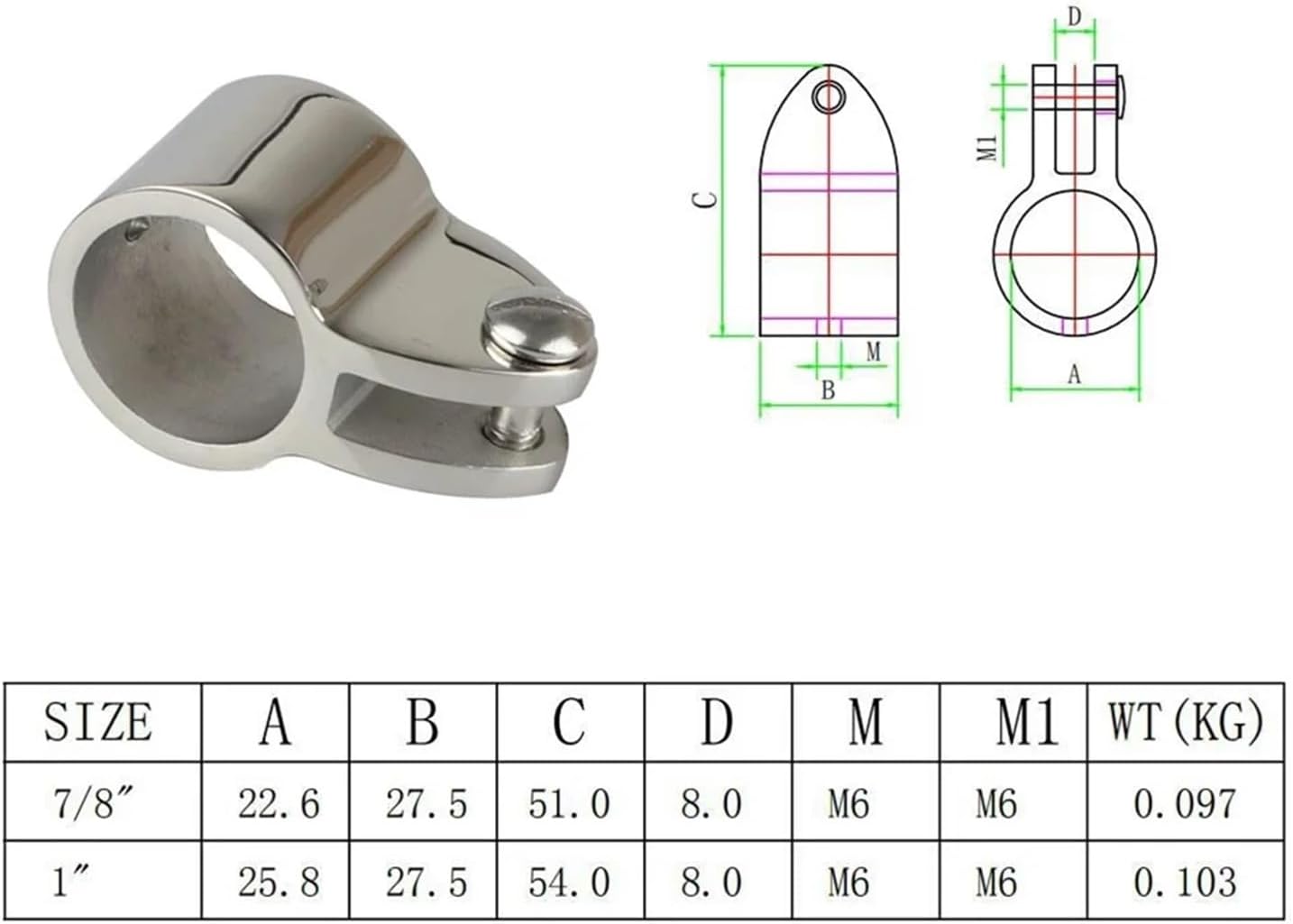 Ship Fittings 2PCS 22mm 25mm Stainless Steel 316 Top Jaw Slide Cap Railing Fitting Mirror Polish for Yacht Boat Hardware Marine Hardware(25mm)