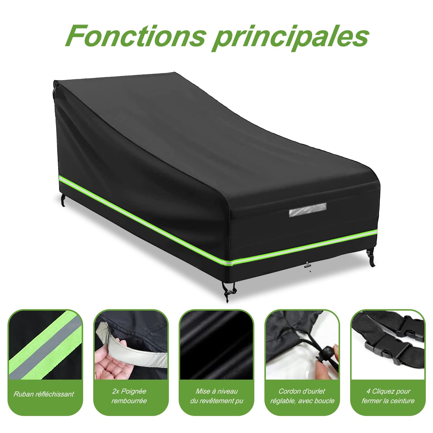 Housse De Chaise Longue De Jardin 2 Pcs, Iperu00e9able, Ru00e9sistance Au Vent, Anti-UV, Tissu Oxford