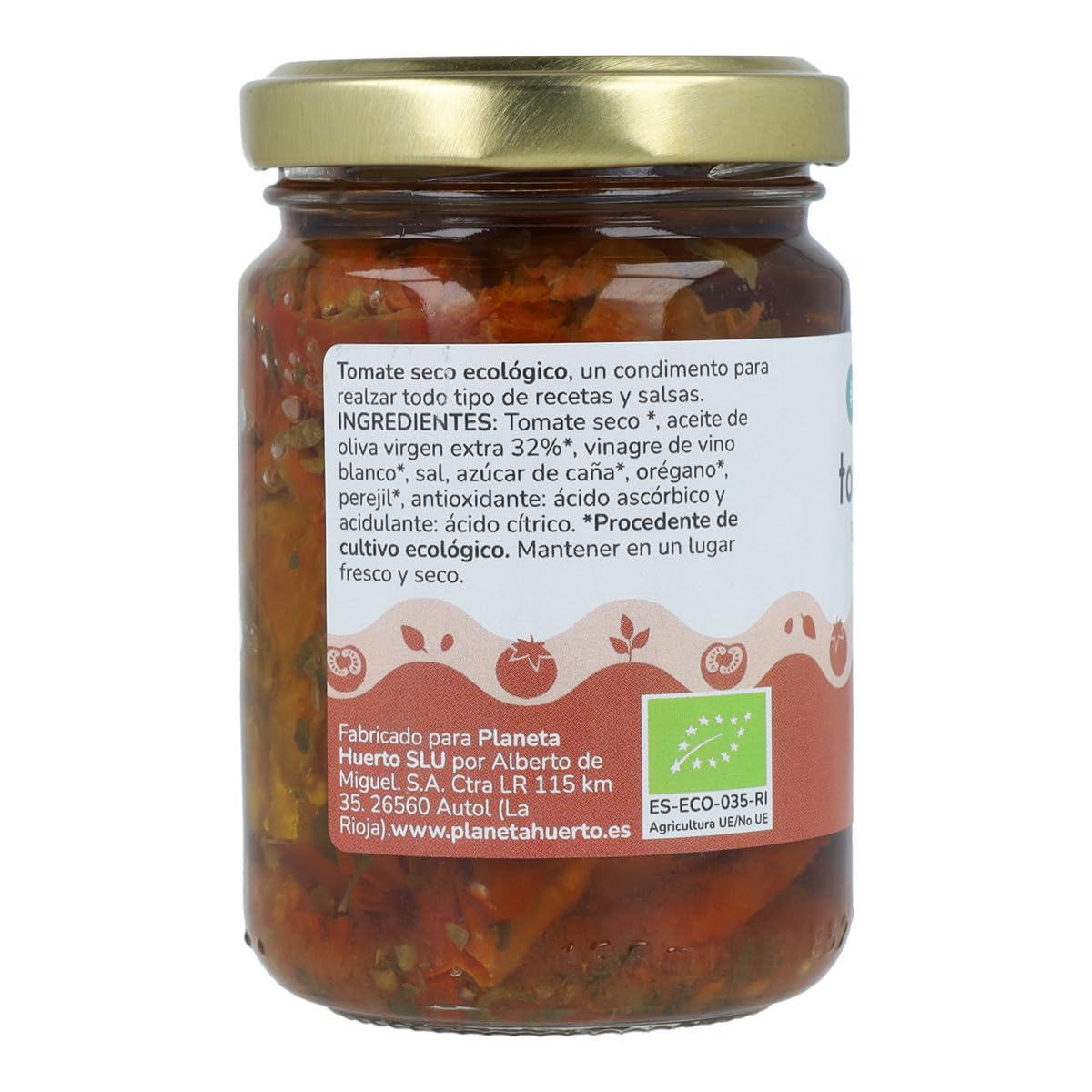 PLANETA HUERTO | Tomate Seco en Aceite de Oliva Virgen Extra Ecológico 155 g, Condimento Mediterráneo BIO -Tomate Seco Ideal para Ensaladas, Pastas y Tostas