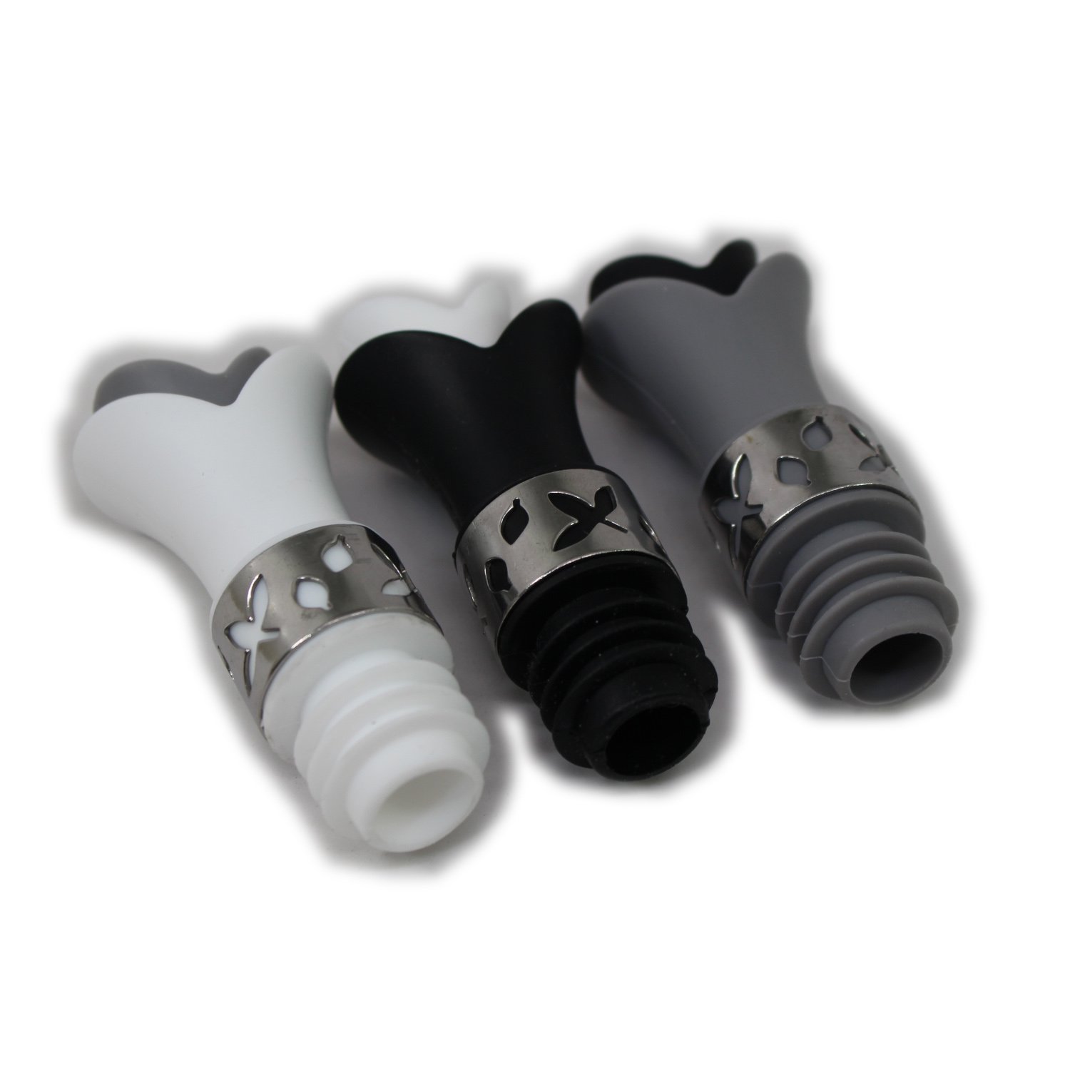 Soga (Wein Pfropfen, Kaninchen Wein und Getränk, Flasche Stopper Öffner – Silikon Stopper Wein Ausgießer Flasche Set von 3 schwarz, weiß, grau