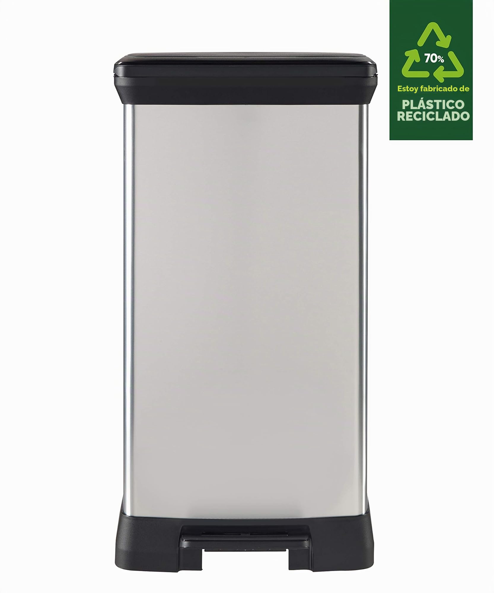 Curver 187152, Cubo de Basura Rectangular con Pedal Decobin de 50 litros, 39x27x70 cm(Version Antigua)