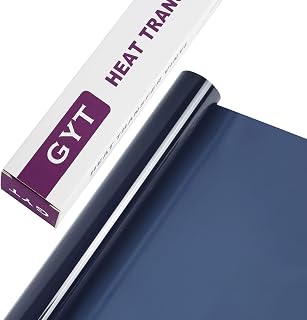 GYT Blue Heat Transfer Vinyl Rolls - Navy Blue Iron on Vinyl Glossy Adhesive Vinyl - 12 Inch x 7 Feet Navy Blue HTV Vinyl Heat Press DIY Design for T-Shirt(Navy Blue)