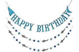 Ocean Shark Birthday Banner and Shark Garlands