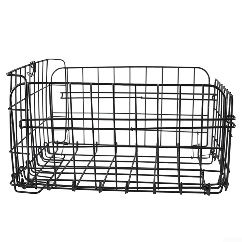 Besttoolifes Foldable Bike Basket Front Or Rear Mount, Collapsible Steel Wire Cargo Carrier, For Bicycle H&lebar & Rack, Black