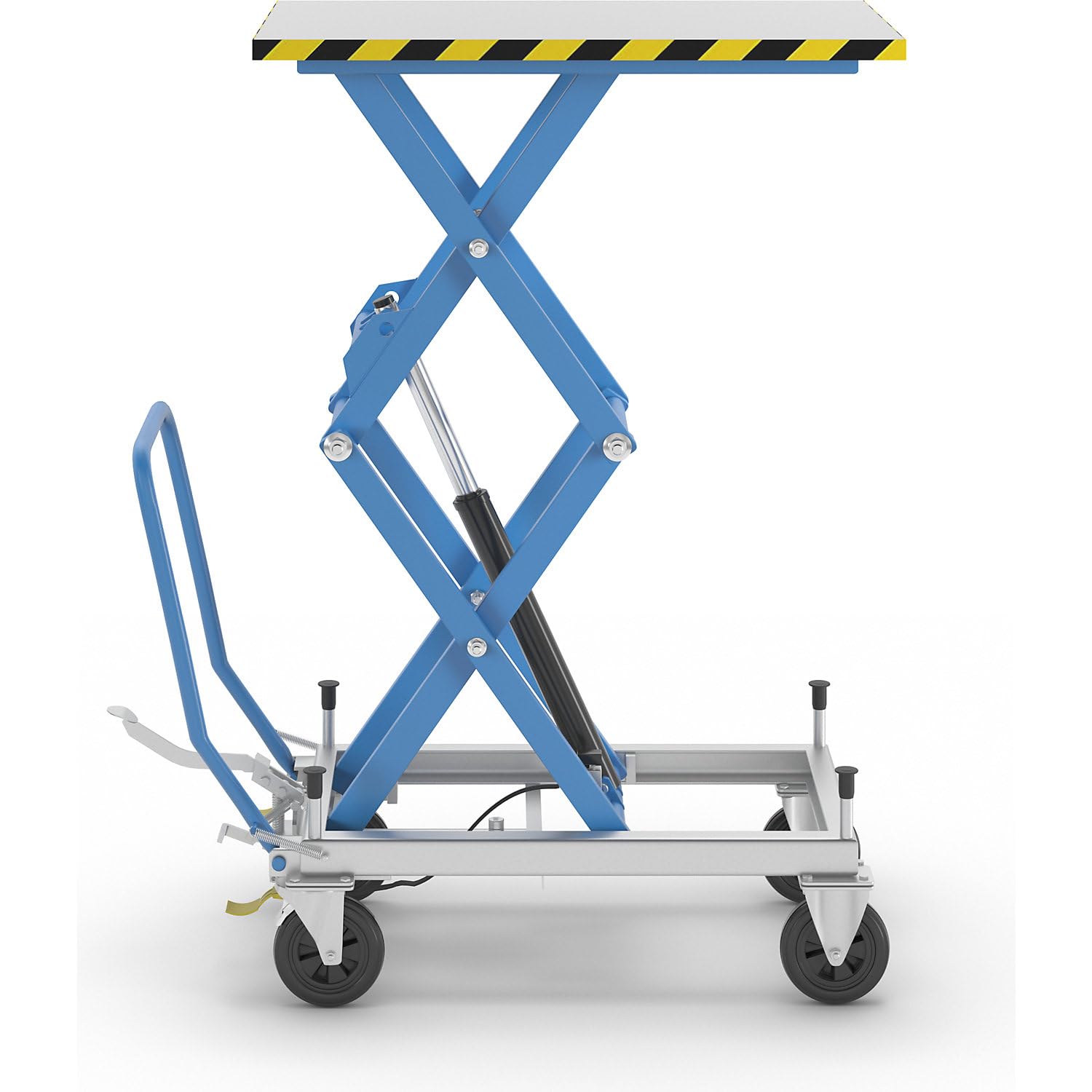 eurokraft pro | Doppelscheren-Hubtischwagen | Tragfähigkeit 500 kg, Hubbereich 510 - 1800 mm, Vollgummireifen