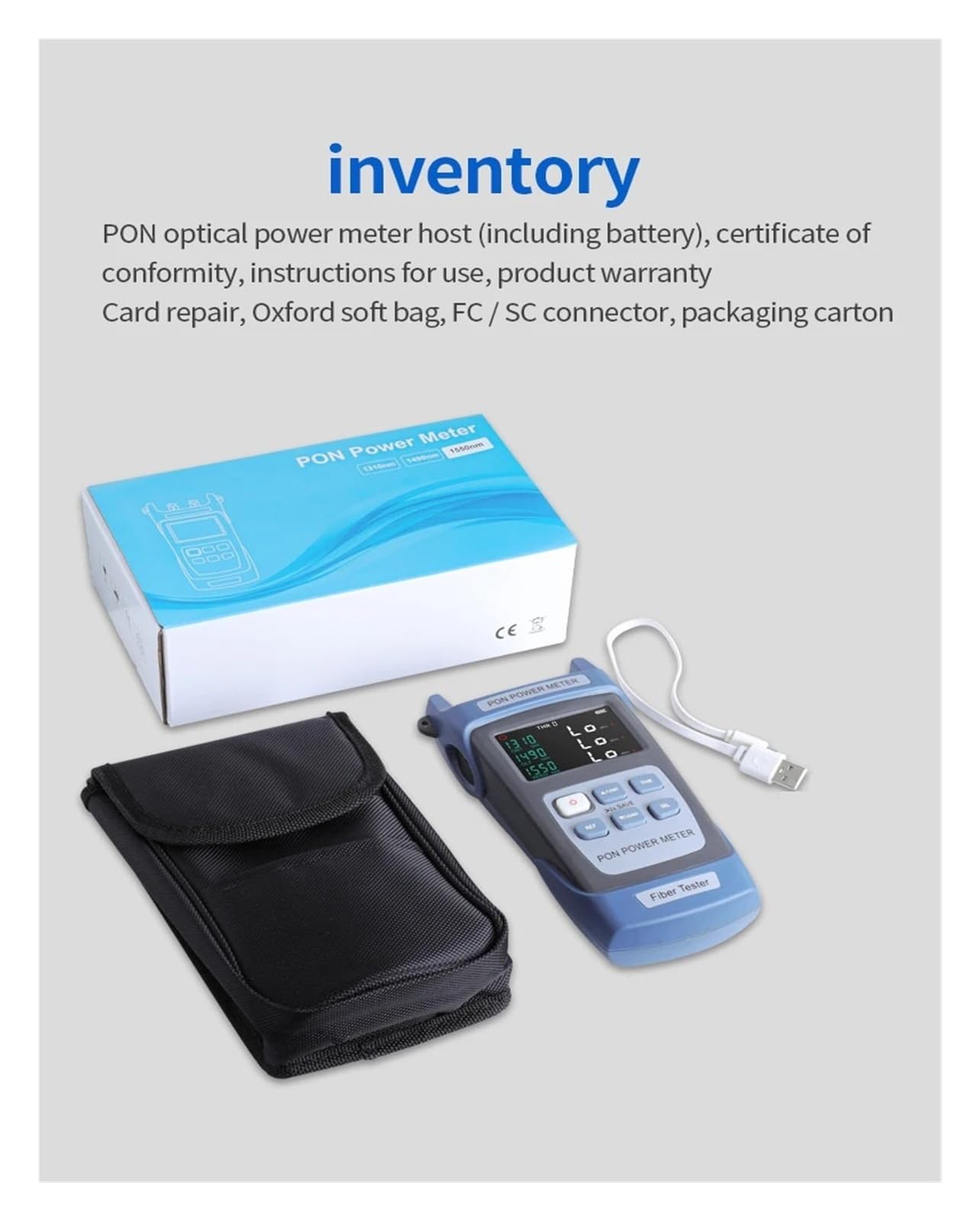 Compteur de puissance PON à Fiber optique Portable, longueur d'onde ONT/OLT 1310/1490/1550nm, testeur de câbles, outils réseau(PON308C APC)