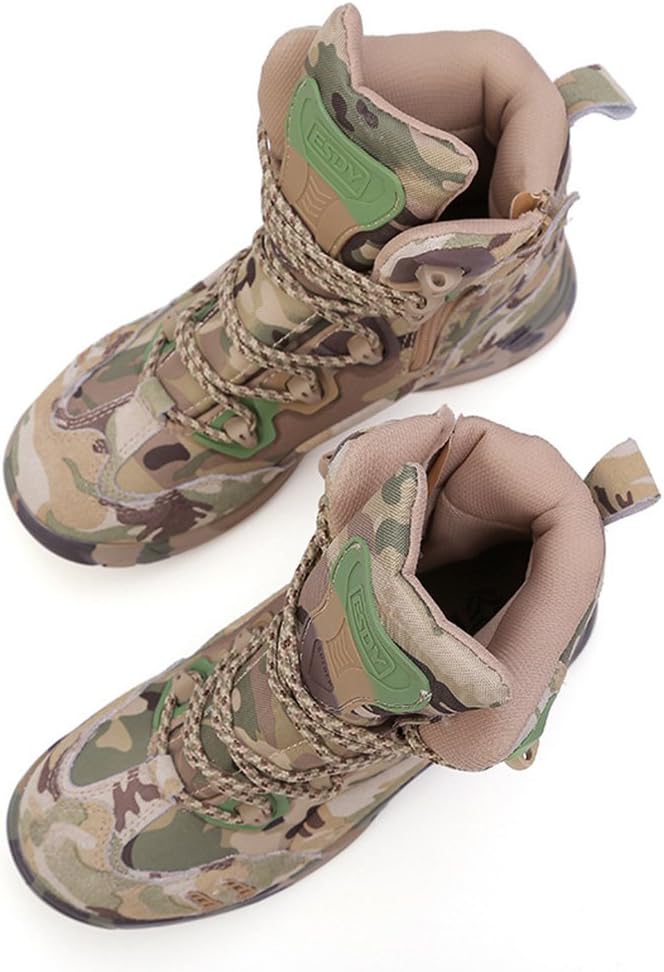 Men's High-top Suede Camo Army Tactical Combat Boots Waterproof Breathable Outdoor Trekking Hiking Boots Shoes