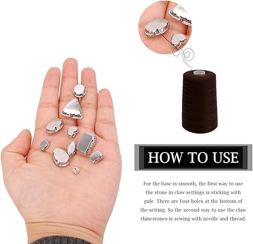 Miniatura 3 de TANOSII 100 diamantes de imitación para coser con formas mixtas, gemas de cristal para coser en gemas de cristal, parte trasera plana con garra