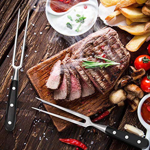 2 Pieces Carving Forks 12 Inch Stainless Steel Meat Fork Barbecue Fork Steak Fork For Kitchen Roast Grilling (Round Handle, Square Handle) #TOP25